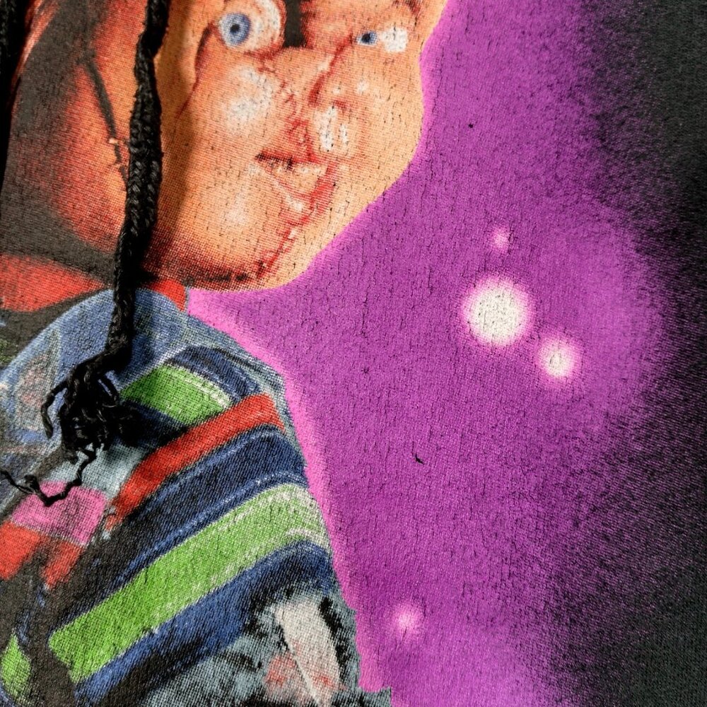 Chucky Doll Hoodie Hooded Sweatshirt Men Medium Black Pullover Horror Movie - Picture 5 of 10